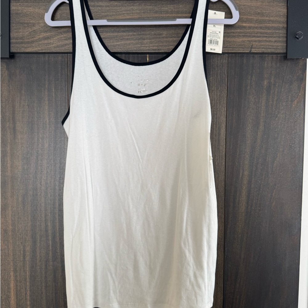 Women's White Tank Top with Black Trim